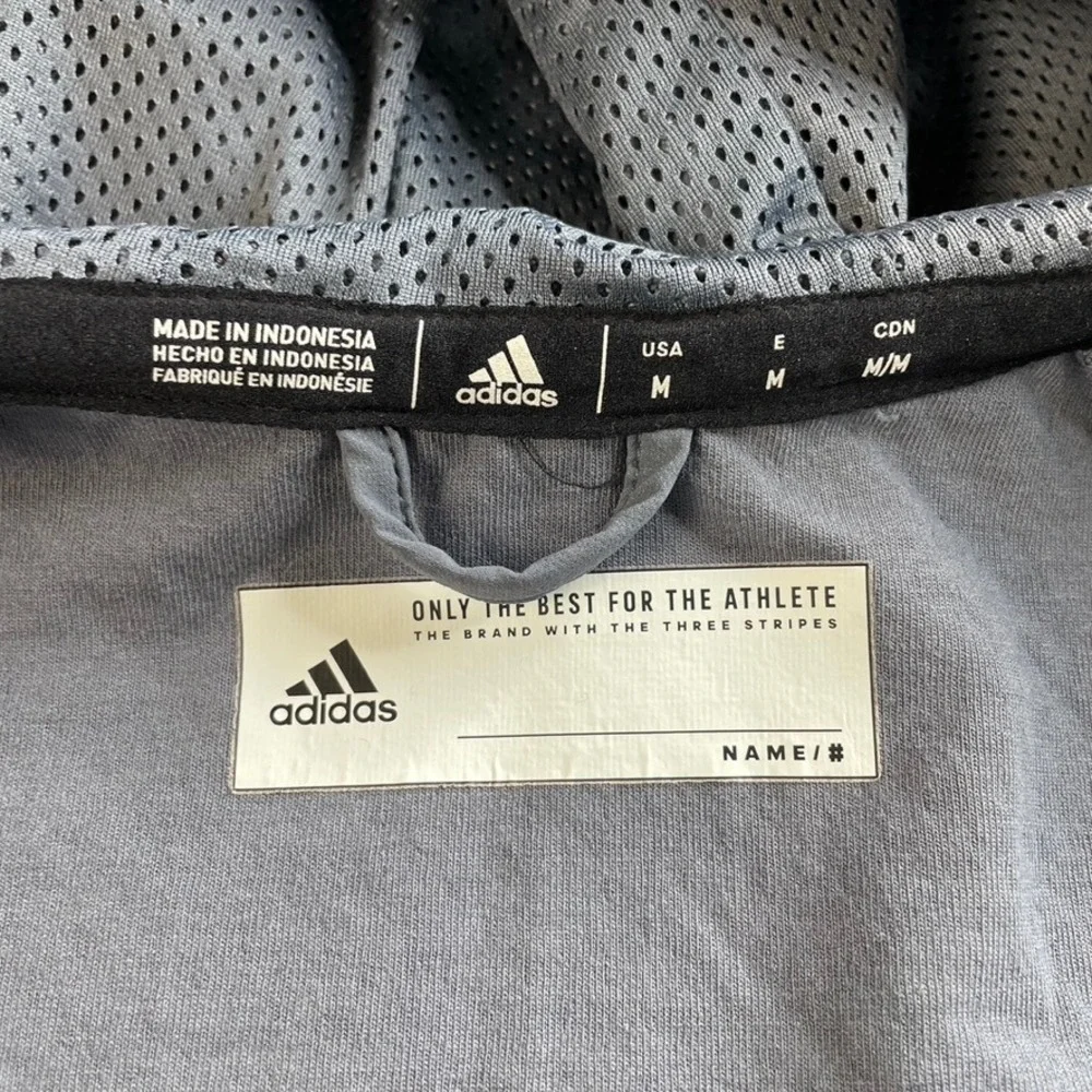 Adidas Womens Sz Medium Gray Mesh Body Full Zip Hooded Squad‎ Jacket Performance